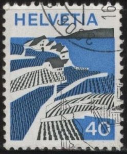 Switzerland 564 (used) 40c Vaud village, brt blue & black (1973)