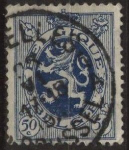 Belgium 207 (used) 50c lion, dp blue (1929)