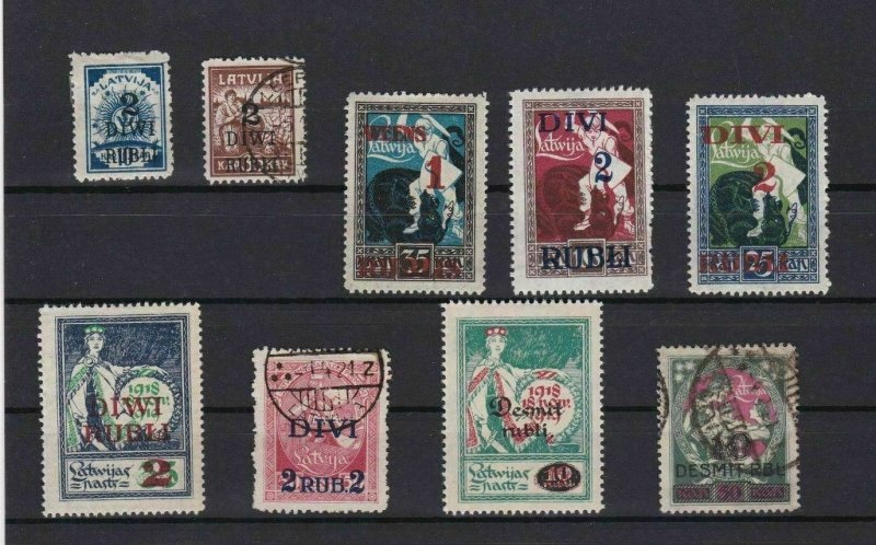 LATVIA 1918 MOUNTED MINT AND USED  OVERPRINTS STAMPS   REF 6058 