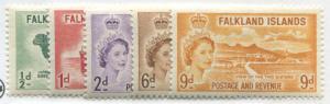 Falkland Islands QEII 1955-57 1/2d to 9d mint o.g.