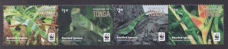 Tonga # 1294, WWF - Banded Iguana, NH, 1/2 Cat.