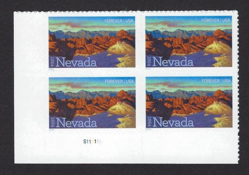 U.S. #4907 NEVADA STATEHOOD PLATE BLOCK MINT, NH - PRICED AT FACE VALUE !