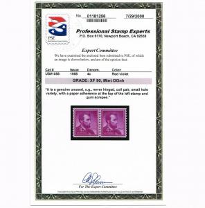 EXCEPTIONAL GENUINE SCOTT #1058 XF PAIR MINT PRISTINE OG NH PSE CERT SMALL HOLES