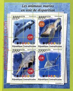 B0014 - CENTRAL AFRICAINE - MISPERF ERROR Stamp Sheet - 2022 - Endangered Marine animals-