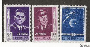 ROMANIA Sc C123-5 MNH issue of 1961 - SPACE,