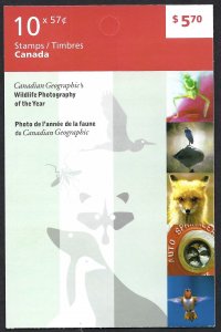 Canada #2393a 57¢ Wildlife Photography (2010). Booklet of 10. Five designs. MNH