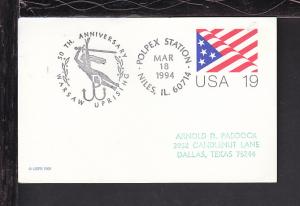 50th Anniversary Warsaw Uprising 1994 Cancel Cover BIN 