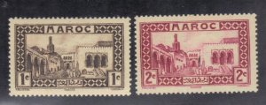 FRENCH MOROCCO SCOTT #124,125 MH, 1c,2c 1933-34