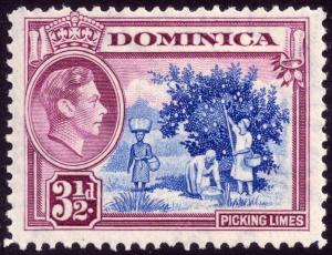 1947 Dominica 3½d Ultramarine and Purple SG 104a MNH