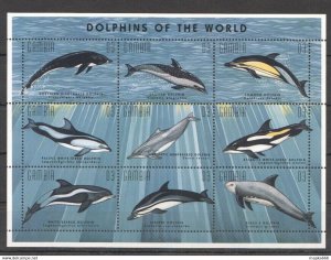 Gambia Marine Life Dolphins Oh The World Kb ** Stamps Pk076