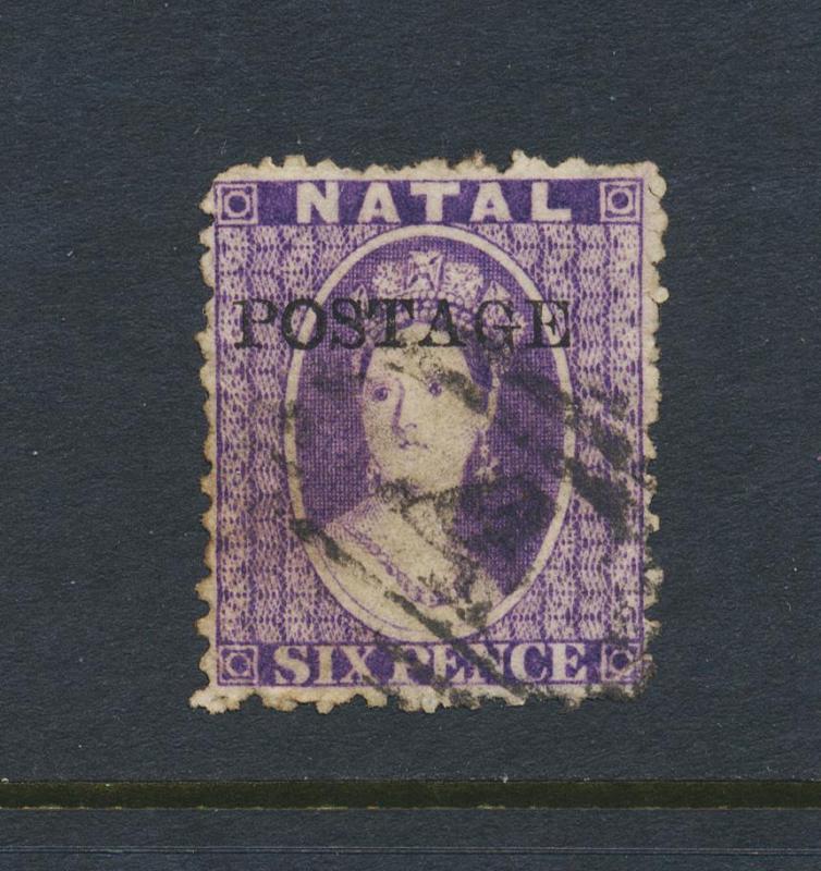 NATAL 1869, 6d VF USED SG#29 (SEE BELOW)