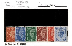 Great Britain, Postage Stamp, #280-285 Mint Hinged, 1950 King George (AD)