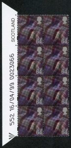 S-WONP64A Scotland Walsall 64p Warrant Block of 8 Dated 16/04/99