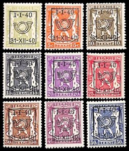 Belgium 1940, Precancels I-I-40, 9v, MNH