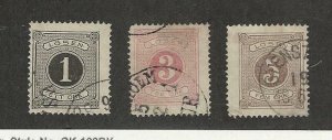 Sweden, Postage Stamp, #J1-J3 Used, 1874 Postage Due, JFZ