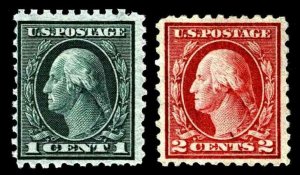  US.#424-425 WASH & FRKLN ISSUES OF 1914 - P10 - OG-H - VF - $4.35 (#1189)