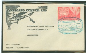 Brazil 375 Sovenir cover of 1933 Condor-Zeppelin flight between Brazil and Germany.  Not flown but with special Zeppelin cancel.