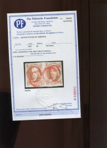 1 Franklin Used Pair of Stamps with Nice Red Cancel PF Cert (Bz 549)