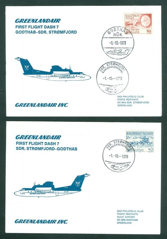 Greenland 2 F. F.Covers 1979. Greenland Air  Dash 7. Godthaab - Sdr.Stromfjord