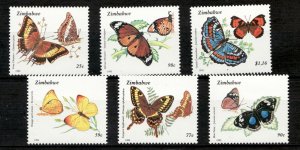 Gorgeous 1992 Zimbabwe - Sc #670-75 Butterfly postage stamp set MNH Cv$11