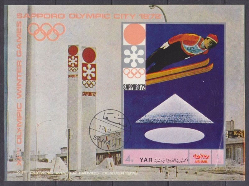 1970 Yemen YAR 1265/B148b used 1972 Olympic Games in Sapporo