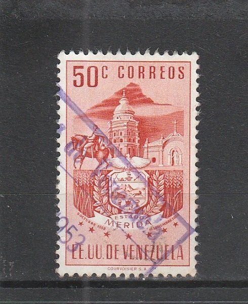 Venezuela  Scott#  573  Used  (1953 Arms of Merida)