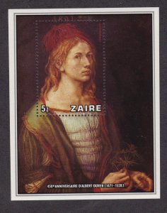 Zaire # 892, Durer Self Portrait, Souvenir Sheet, NH, 1/2 Cat.