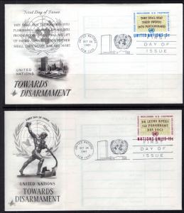 UN New York 177-178 Disarmament Artcraft Set of Two U/A FDC