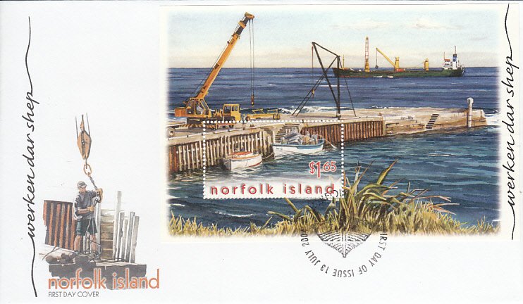 Norfolk Island 2004 FDC Sc #821 Souvenir sheet $1.65 Unloading ship cargo