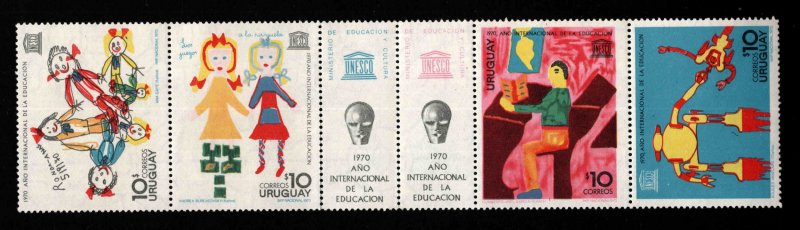 Uruguay Scott 786-789a MNH** Childrens art set with labels