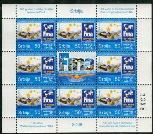 0143 SERBIA 2008 - Swimming Federation- FINA - MNH Miniature Sheet