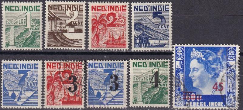 Netherlands Indies #263-71  F-VF  CV $3.25  Z7