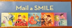 US # 4681a Pixar Films Characters Strip of 5 w/header forever  Mint NH CV $25