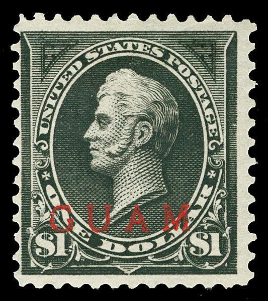 Guam Scott 12 1899 $1.00 Perry Bureau Issue Mint Fine OG LH Cat $350