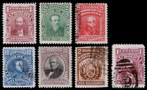 Bolivia Scott 70-76, 77 (1901-02, 04 ) Mint/Used H F-VF Complete Set, CV $10.65