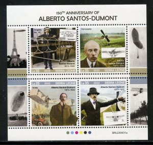 SIERRA LEONE  2023 150th ANNIVERSARY OF ALBERTO SANTOS-DUMONT SHEET MINT  NH