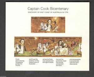 1970 Australia SC#182a CAPTAIN COOK BICENTENARY 5c  MNH souvenir sheet