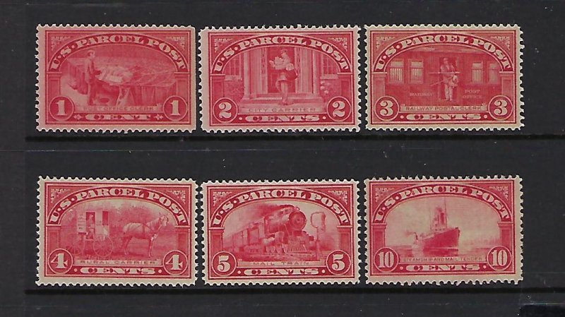 US #Q1-Q6 1913 PARCEL POST STAMPS 1C-10C    MINT NEVER HINGED/LIGHT HINGED