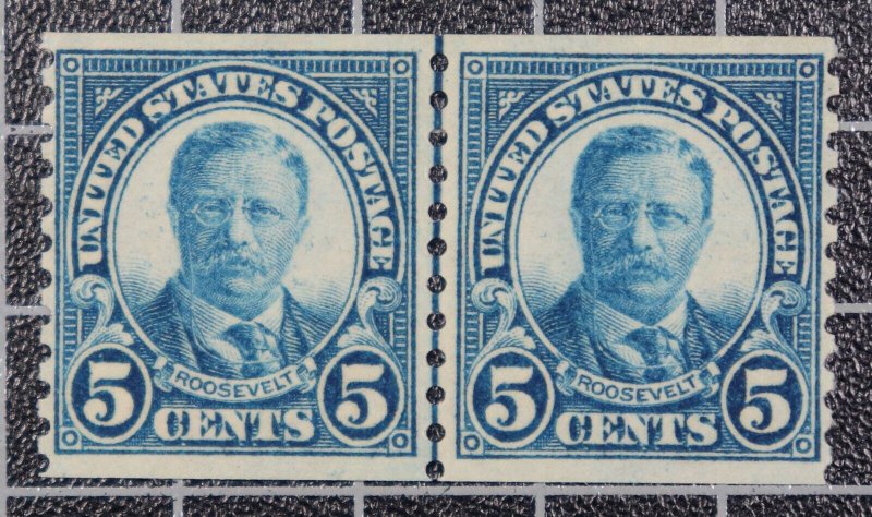 Scott 602 - 5 Cents Roosevelt - MNH - Joint Line Pair - SCV - $22.50