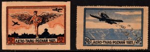 1921 Poland Poster Stamp 25 Marks + 100 Marks Aero-Targ Company Semi Postal