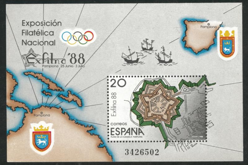 SPAIN Scott 2562 MNH** Exfilna 88 mini sheet