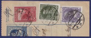 Austria - 1908 - Scott #111a,119a,122 - used on piece - WIEN 62 pmk