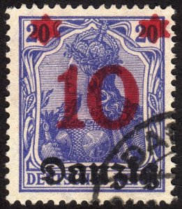 1920, Danzig, 10pfg, Used, Sc 20