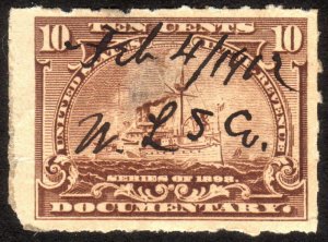 1898, US 10c, Documentary, Used, Sc R168