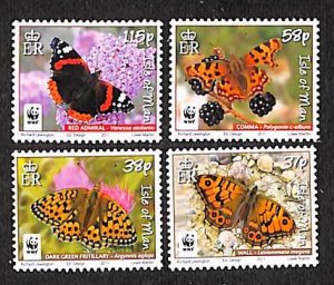 Isle of Man 2011, WWF, butterflies 4v, MNH