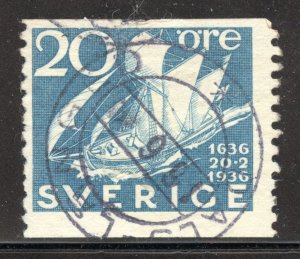 Sweden Scott 254 Used H - 1936 300th Swedish Postal Service - SCV $5.00