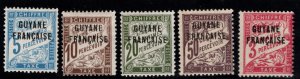 French Guiana Scott J1-J5 MH*overprinted postage due stamp set