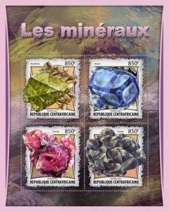 Central Africa - 2017 Minerals - 4 Stamp Sheet - CA17002a