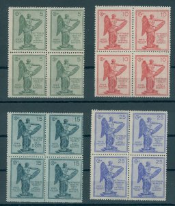 ITALY, 3d ANNIVERSARY OF VICTORY 1921, BLOCKS OF 4, MINT NEVER HINGED