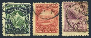 New Zealand 84-86, used. Mi 94-96. Mt.Cook, White Terrace, Rotomahana, Pembroke.